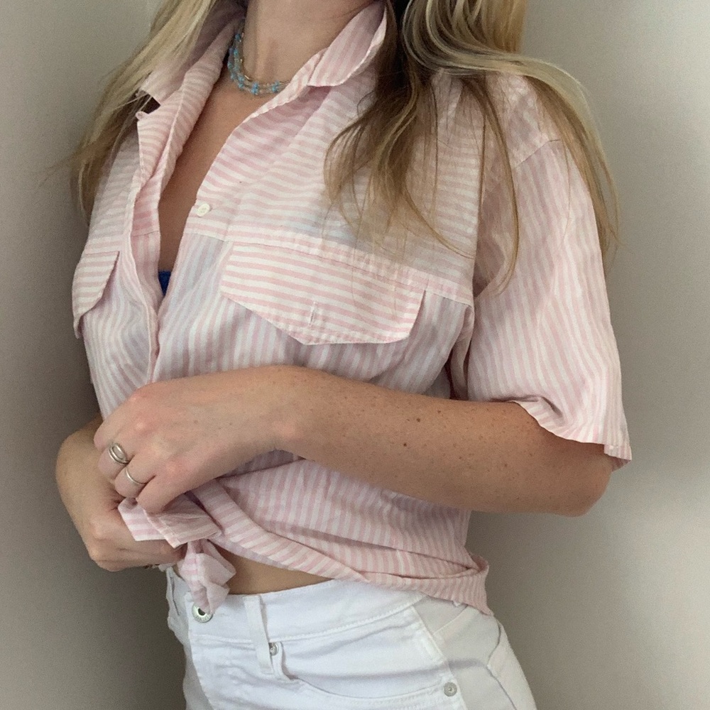 Pink Candy Strip Button Up